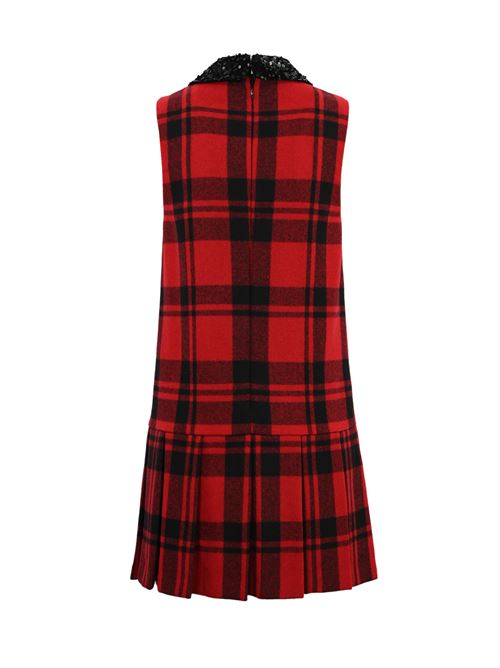 Abito in lana tartan con patch logo Elisabetta Franchi | AB73147E2CX6